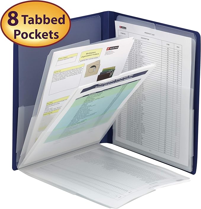 Smead Organized Up Multi Pocket Organizer, Eight Pockets, Letter Size, Dark Blue