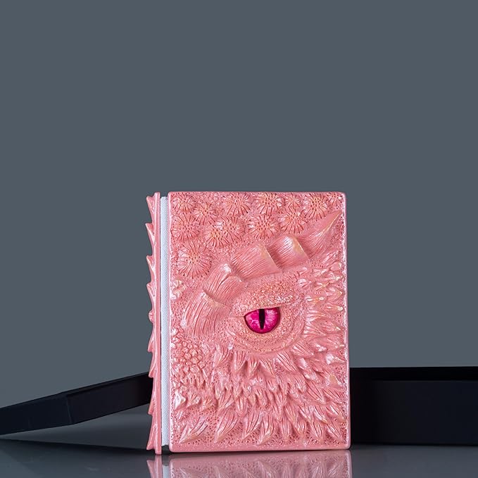 3D Dragon Eye Embossed Journal,Resin Engraving Notebook,Dnd notebook for Dragon Lovers ,Blank Paper,Hardcover Travel Notepad for Writing,Sketchbook,Collection,Gift,Decoration A4 and A5 Size (A5-Pink)