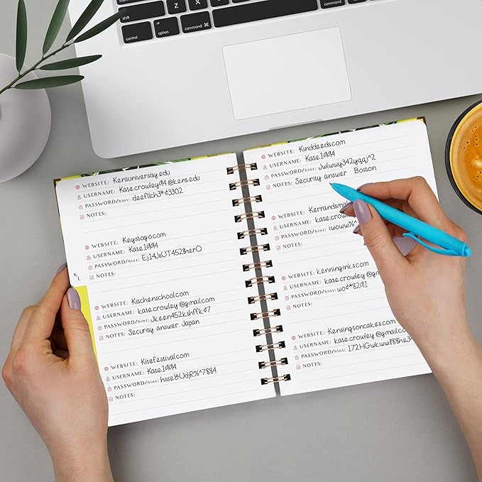 PLANBERRY Password Book Premium – Alphabetized Internet Address Organizer with A-Z Tabs – Website & Computer Password Keeper with Alphabetical Tabs – 6.2x7.7″, Hardcover (Avocado Green)