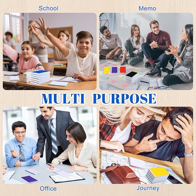 24 Pcs Small Pocket Notebooks 3 x 5 Inch Mini Memo Spiral Notepads Top Bound College Ruled Lined Note Pads for Back School Office Journaling Noting, 75 Sheets/Pad (Fresh Color)