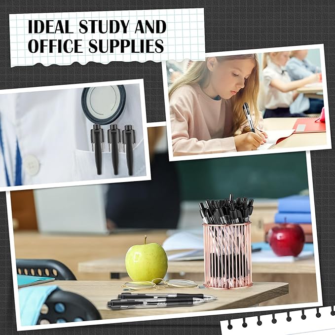 Fulmoon 100 Pcs Gel Ink Pens Retractable Ballpoint Medium Point 1.0 mm Ballpoint Smooth Writing Click Pens for Journal Writing Office Home(Black Ink)