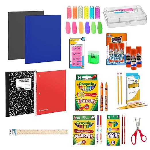 Enday Back to School Supplies Kit - Grades K-5, 83 Piece Back to School Supplies Kit, Kindergarten School Supplies Kids for Girls & Boys