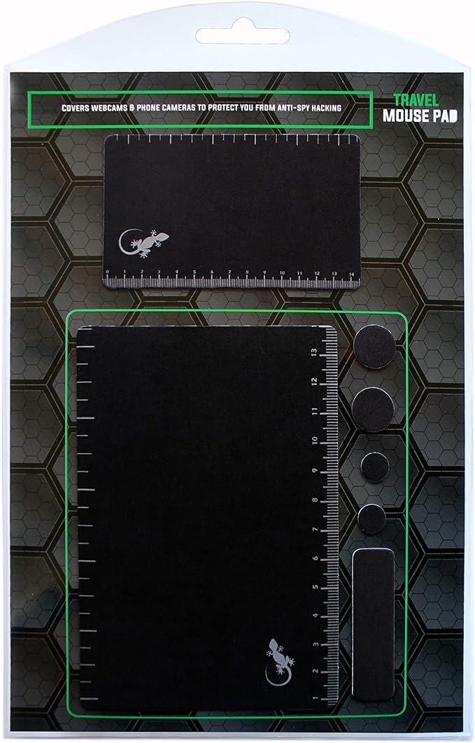 Mouse Pad Adhesive Bottom - Sticks to Any Surface - Portable - Webcam Covers and Screen Cleaner Included (Ruler)