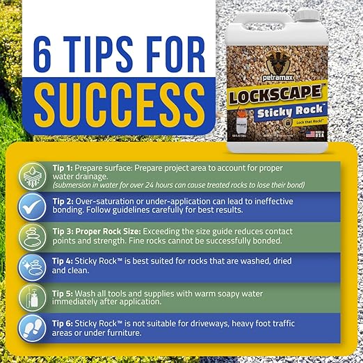 Lockscape Sticky Rock or Sticky Mulch Glue for Landscaping with Sprayer 1 Gallon, Max Rock Glue for Landscape & PetraTools HD101 Bundle, Lockdown Gravel or Mulch for Landscaping Hold (Stone)