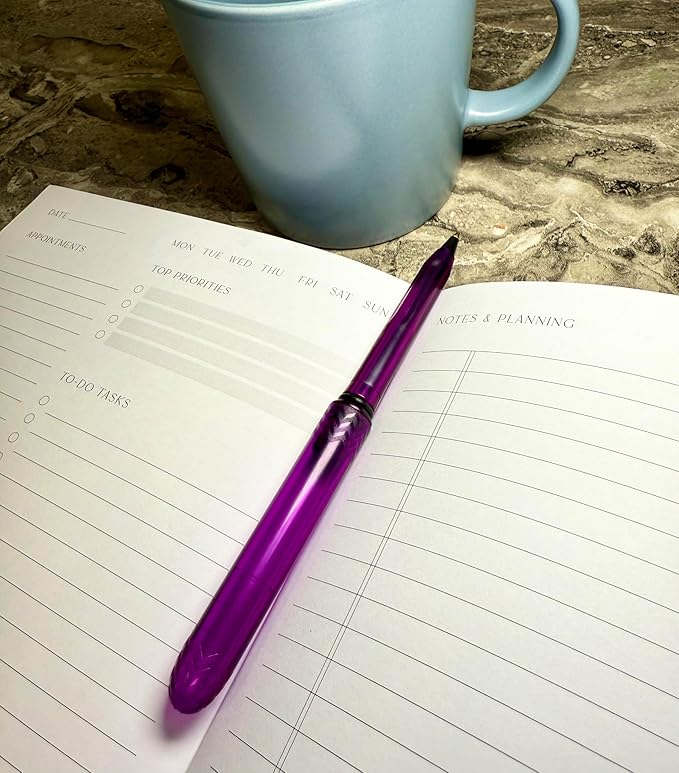 The USA Made Compact Pen – 4 Pack of Translucent Jewel Toned Aesthetic Ballpoint Pens – Chic, Compact & Colorful – for Stationery, School, Work or Journals (Amethyst)