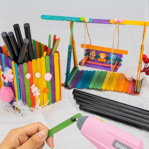 SHALL Full Size Hot Glue Sticks, 0.43” Dia x 8” Long, 100 Pack Black Glue Gun Sticks for All-Temp Glue Guns, Hot Melt Adhesive Glue Sticks Multipurpose for DIY Art Craft Sealing Repair Festival Decor