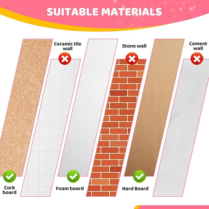 275pcs Pink Push Pins,5 Style Thumb Tacks, Decorative Push Pins, Cute Thumb Tacks for Bulletin Boards, Wall, Maps, Cork Board, Pink Office Supplies, Office Decor