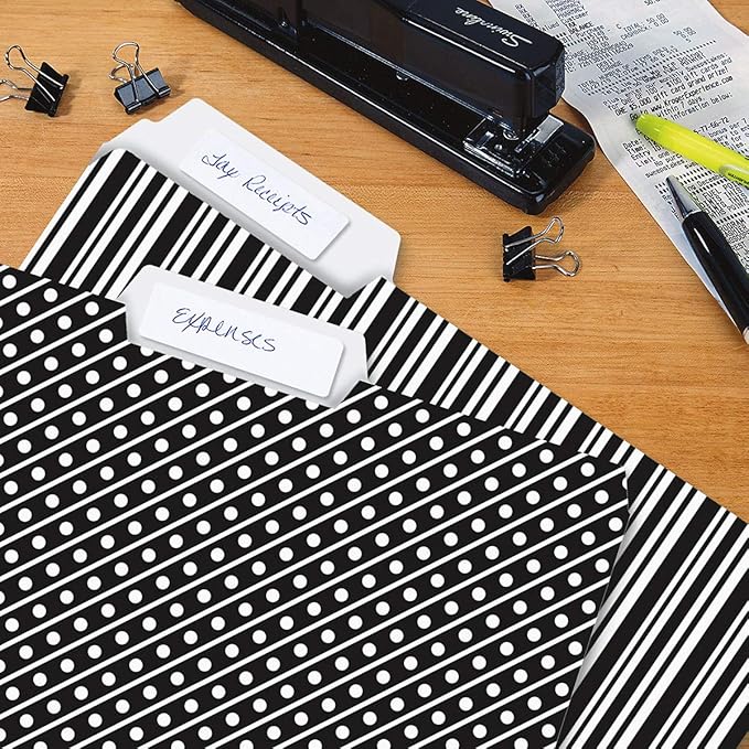 Current Elegant Black File Folders Value Pack - Bulk Set of 24, 6 Pretty Decorative Designs, 1/3 Cut Tabs, Heavy-Duty Paper Stock, Office Supplies for Home & Work, 9-½” x 11-¾” Letter Size