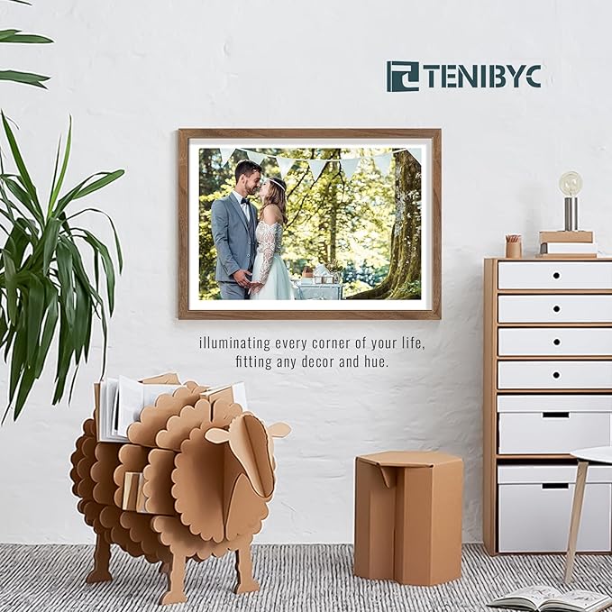 20x28 Picture Frame 4 Pack - Brown Walnut Wood, 20 x 28 Poster Frame for Gallery, Home and Office - Wall Hanging