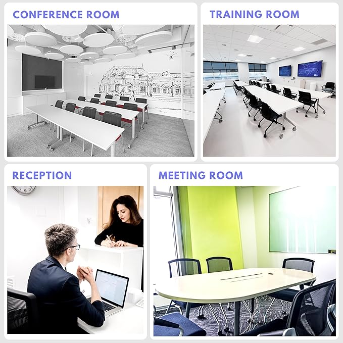 Conference Room Chairs with Wheels and Paddle, Ergonomic Mesh Back and Arms for Meeting, Conference, Reception, Training Room & Home Office Desk Folding Chairs 8 Pack