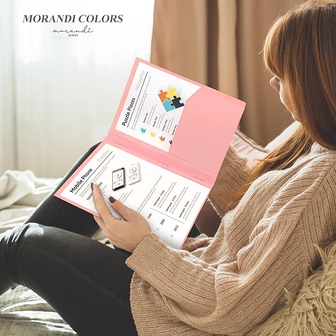 H4D Plastic 2 Pocket Folders with Prongs, Letter Size, Pastel Colors, 6 Pack