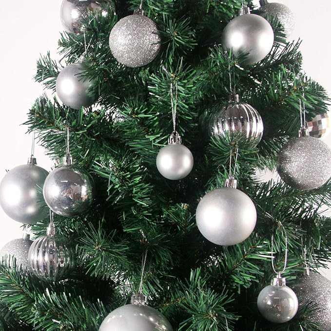 Silver 3.2" Large Christmas Balls - Christmas Tree Decoration Ornaments Shatterproof Hanging Balls for Birthday Halloween Holiday Wedding Decorations Set of 18pcs