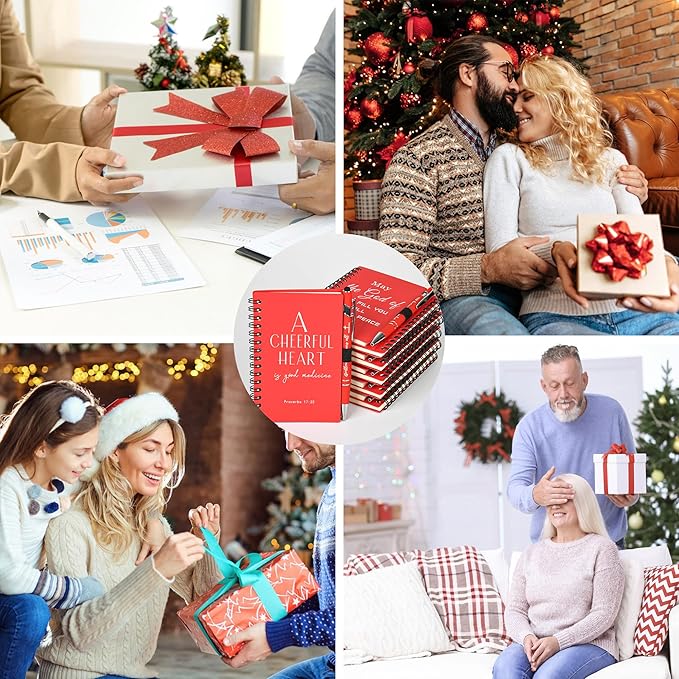 INSADA Christian Prayer Journal Spiral Red Notebooks Bulk with Pens- Small Notepads (4.13”x5.43”) - Christmas Gifts for women, Church Members & Bible Study Groups (30 Sets Red)