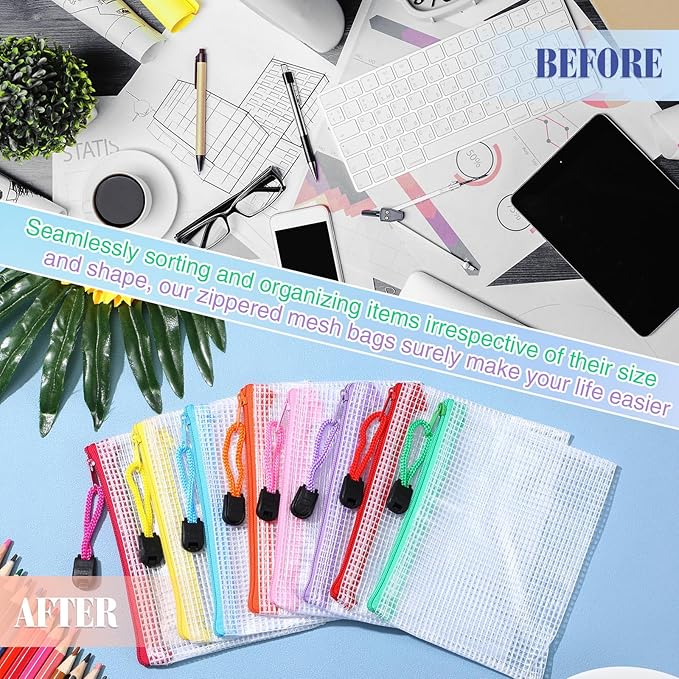 Jetec 32 Pcs Mesh Zipper Bags Toy Storage Bikini Organizer Bag Bolsas Para Guardar Trajes De Baño Waterproof Zipper Reusable Pouch Puzzle Multipurpose for Storage Office(Stylish Color,5.1 x 4.1 Inch)
