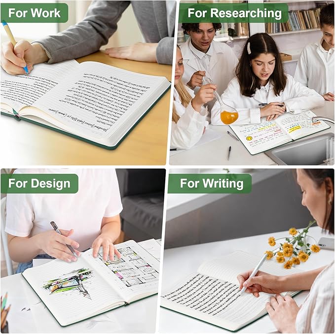 COMIX B5 Lined Journal Notebooks, 240 Pages, 6.9 x 9.8 Inches, Dark Green, Hardcover Journaling Notebooks for Men & Women- Fits for Office, Business, School, Notes Taking & Writing