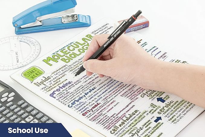 Pacific Arc Chromagraph Metal Mechanical Pencil .3 mm Black Barrel Mechanical Pencil with Built In Lead Pencil Grade Indicator, Lead Pencil Holder for Drafting, Sketching, and Drawing