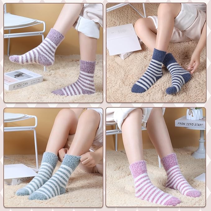 5 Pairs Fuzzy Soft Cozy Comfortable Socks for Women, Casual Sleep Comfy Socks, Perfect Warm Winter Gifts for Women