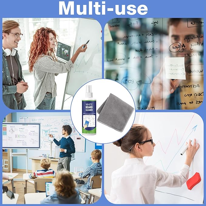 6 Pack Whiteboard Cleaner Spray 8.5oz Dry Erase Board Cleaner with 4 Cloths Non Toxic Dry Erase Cleaner Removes Stubborn Marks from Whiteboards