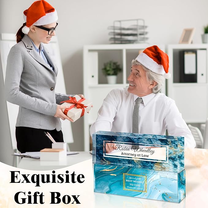 Ship Next Day-Custom Name Plate for Desk, Desk Name Plate Personalized, Acrylic Office Desk Accessories, Appreciation Gifts for Coworkers Employee Teachers Boss Women Men (Blue Marble)