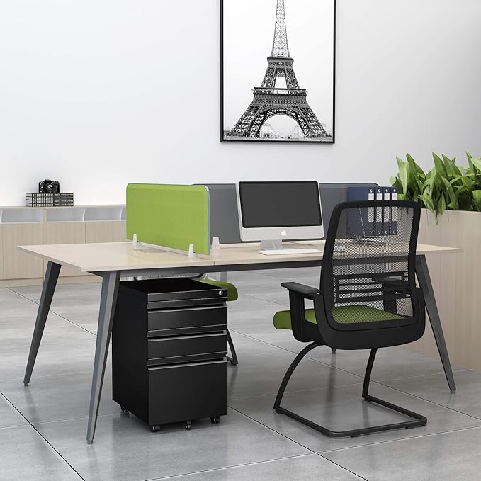 STANI 25" H 3 Drawer Mobile File Cabinet with Lock, Under Desk Metal Filing Cabinet, Locking Office Mobile Cabinet with Wheels, Letters/Legal/A4(Assembly Required Black)