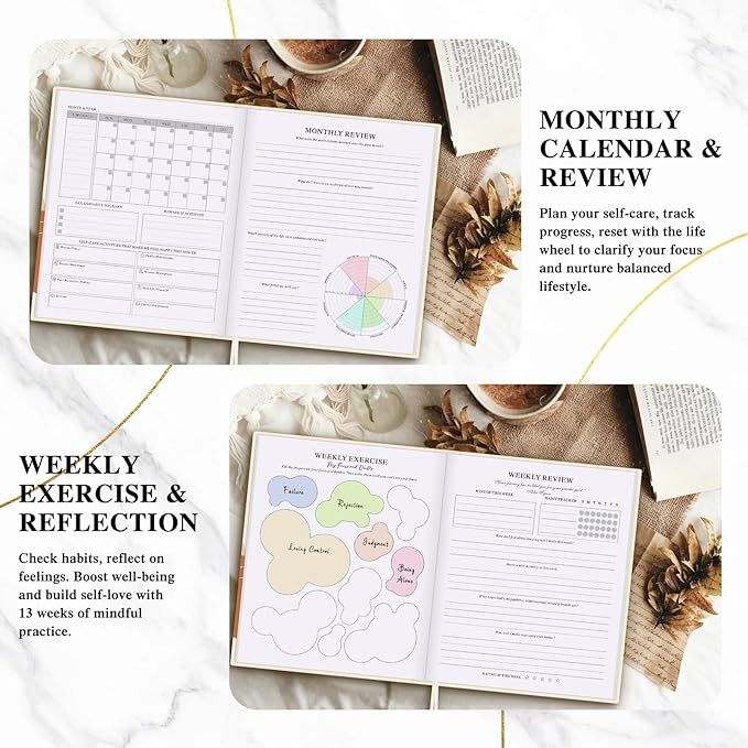 Lanpn Self Care Journal for Women, Self Love Guided Journals with Prompts, Daily Reflection Wellness & Gratitude Planner, 5 Minute Mental Health Notebook, Mindfulness Mood Log, 240 Pages