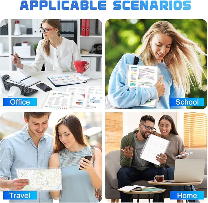 Antner 10 Pack Letter Size Binder Pockets 3 Ring Binder Zipper Pouch, 3-Hole Waterproof Resealable Zip Loose Leaf Insert Bags PVC Document Organizer Folders Page Sheet Protectors for 8.5x11 Paper