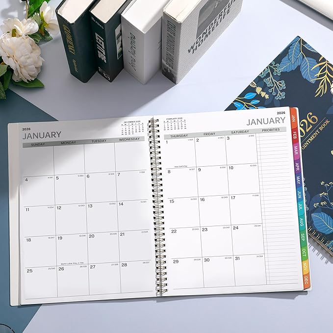 2026 Appointment Book - Weekly Appointment Book 2026, Jan 2026 - Dec 2026, 2026 Planner, 8" x 10", Planner 2026 with Tab, Half Hour (30 Mins) Interval