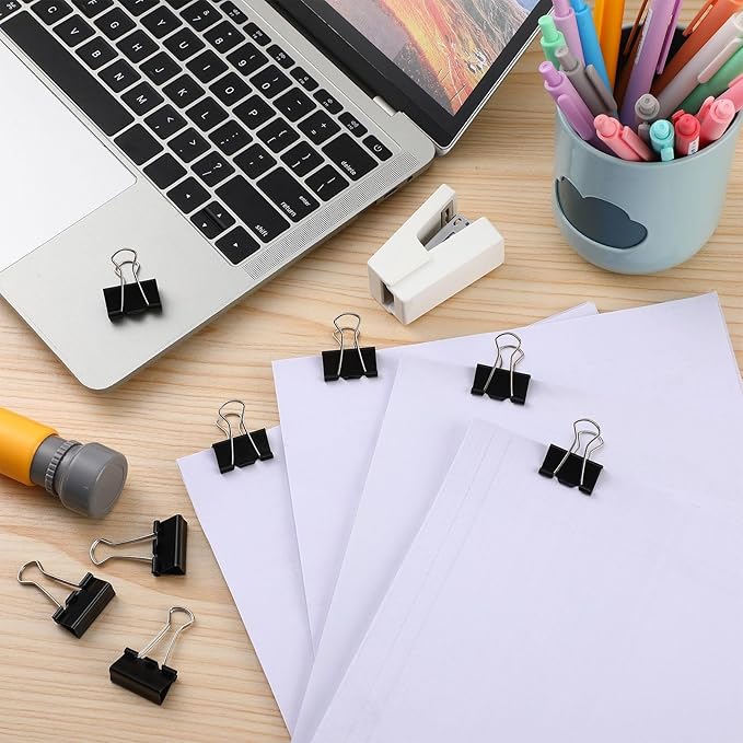 Jetec 500 Pieces 1. 25 Inch Black Binder Clips Bulk Large Paper Clamps Metal Paper Clips for Teachers Students Classroom Business Office and School Office Supplies