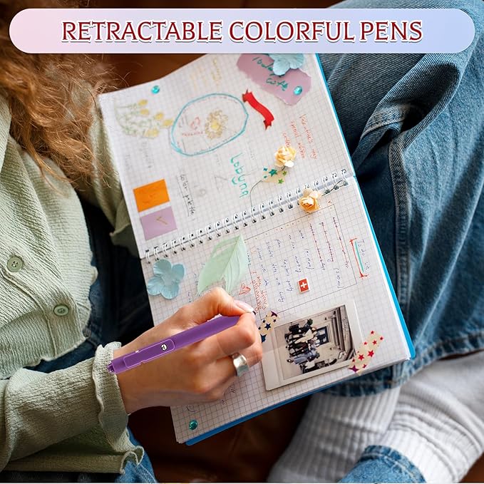 8 Pack Gel Pens, Colorful Pens 0.5 mm Fine Tip Retractable Multicolored Pens Smooth Writing for Journaling Note Taking Office Supplies School Supplies, Stocking Stuffers for Women Teens