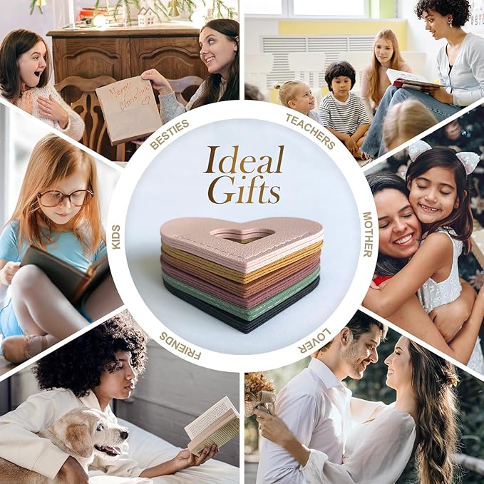 Leather Bookmarks, Wayzton Cute Hollow Heart Corner Bookmark, Personalized Book Accessories Gifts for Women Kids Reading Lovers