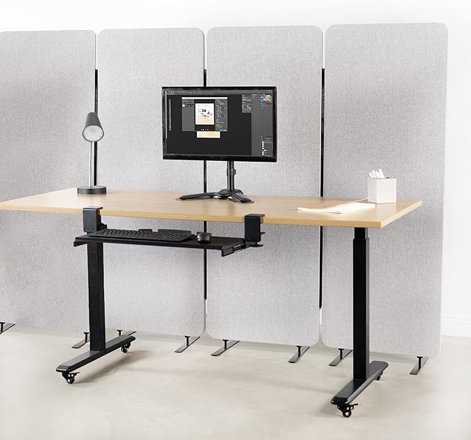 VIVO Freestanding 24 x 66 inch Privacy Panel, Cubicle Divider, Acoustic Wall Partition, Single 24 inch Panel with 2-Sided Zipper Attachment System, Gray, PP-1-T024G