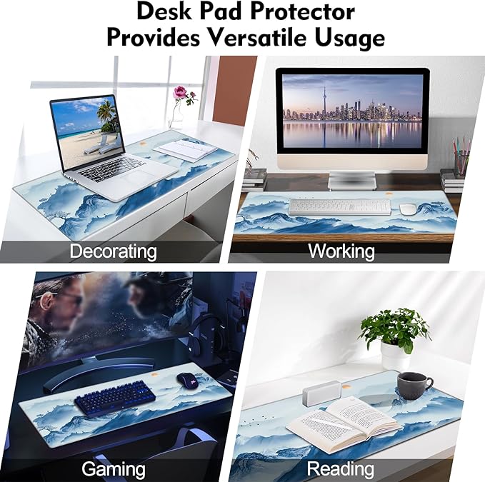 Galdas Gaming Mouse Pad XXL XL Large Long Extended Big Mousepad Non-Slip Rubber Keyboard Mouse Pad with Stitched Edges for Laptop Home Office (31.5x11.8x0.08 Inch)-Landscape