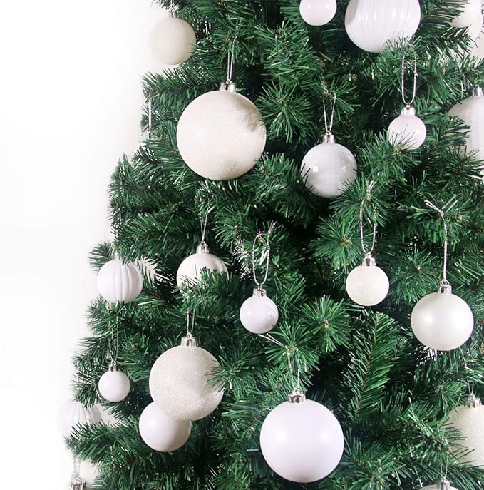 White 1.6" Small Christmas Balls Christmas Tree Decoration Ornaments Shatterproof Hanging Balls for Birthday Halloween Holiday Wedding Decorations Set of 24pcs