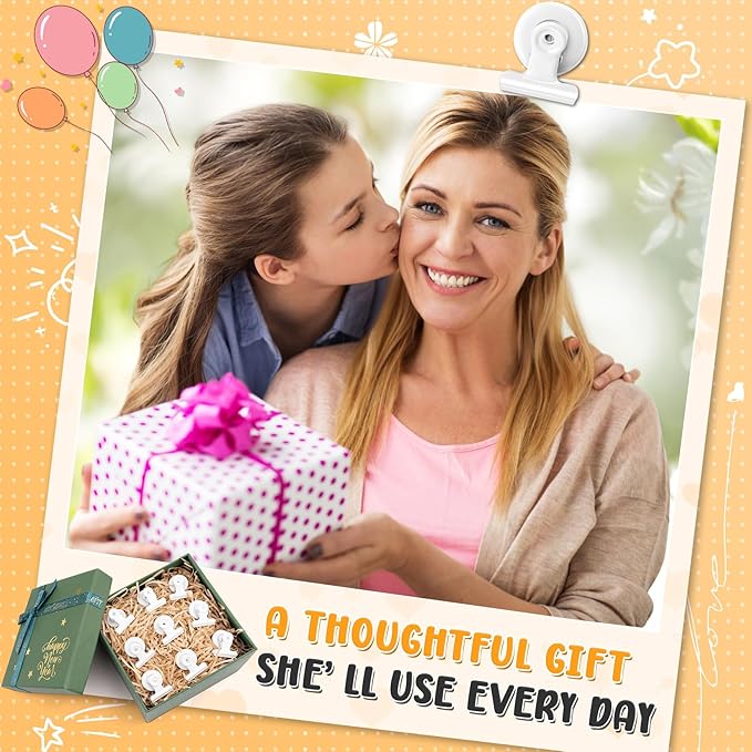 12Pack Magnetic Clips Heavy Duty, Magnet Clips for Fridge, Refrigerator Magnets with Clips, No-Scratch Strong Magnetic Clips Display Paper Fasteners on Home& Office& Teaching (White)