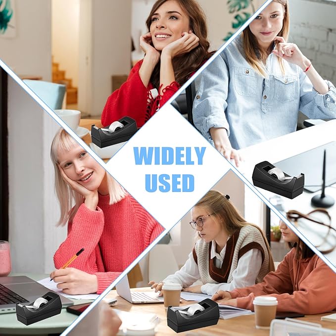 8 Pack Desktop Tape Dispenser Non Skid Base with Invisible Tape Refills Bulk Weighted Roll Dispenser for Office Home School