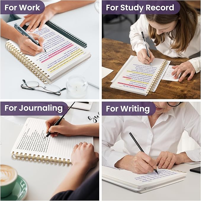 Lined Spiral Notebook Journal for Work, 300 Pages Thick B5 (7.1"x10") College Ruled Journal for Women & Writing, Hardcover Notebook for Note Taking, Perfect for Office Home School, Midnight Bloom