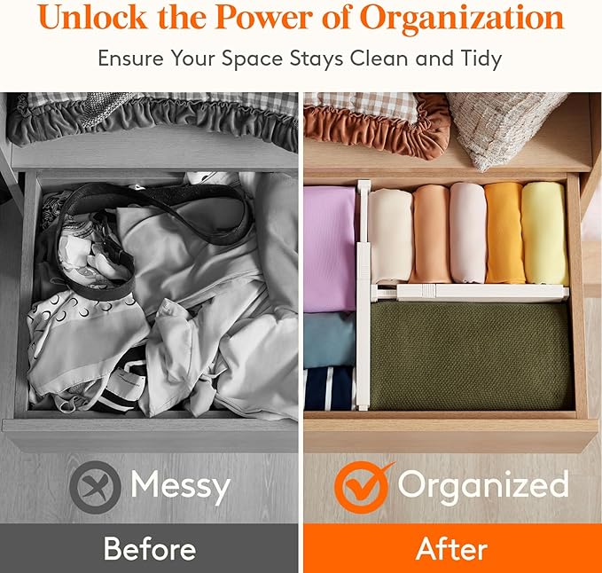 Lifewit 16 Pack Drawer Dividers 4" High, 11-17" Adjustable Drawer Organizers for Clothes, Expandable Dresser Separators in Bedroom/Bathroom/Kitchen/Fridge/Office Organization and Storage, Beige