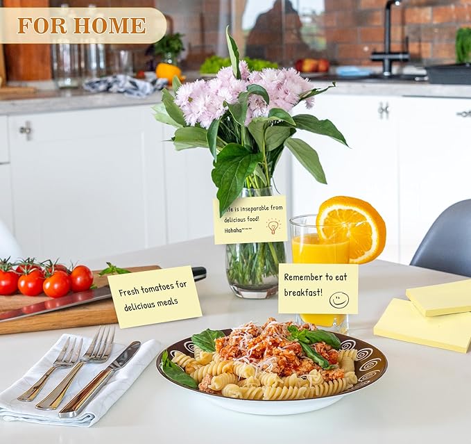 (16 Pack) Large Sticky Notes 3x5 in Yellow, 1600 Pcs Self-Stick Pads, Clean Removal, 100 Sheets/Pad Super Adhesive Sticky Pads Recyclable for Notebook, Meeting, Office, Shool, Home