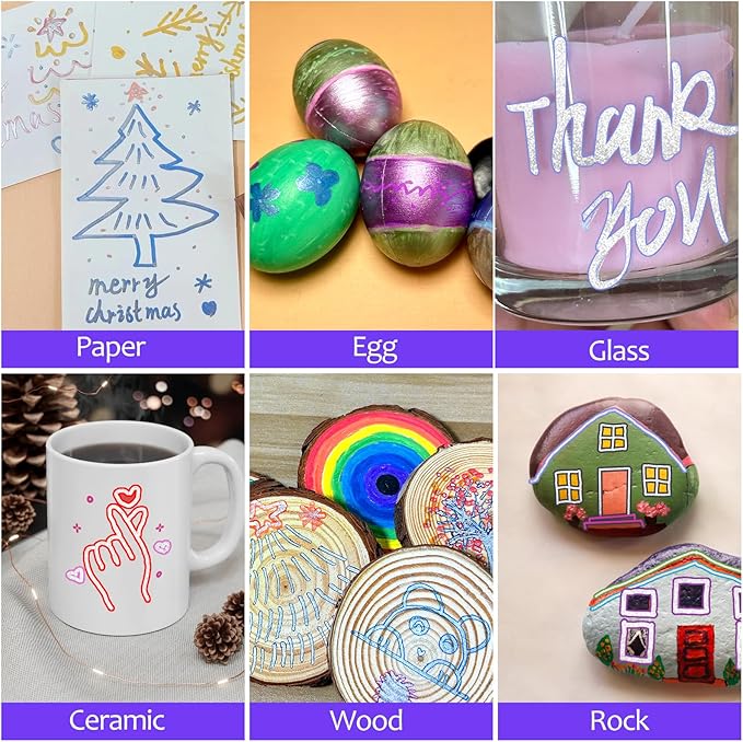 Outline Markers, 12 Pcs Glitter Silver Pens,Self-Outline Metallic Markers,Shimmer Pens,Tween Teen Girl Gifts Trendy Stuff 4-16 Year Old,Art Supplies for Kids 9-12