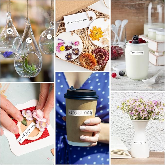 48 Sheets Inspirational Quotes Stickers Aesthetic Sayings Decal Motivational Words Handwritten Letters Gift for DIY Crafts Journaling Scrapbook Planner Appreciation Supplies, 8 Styles(Black)