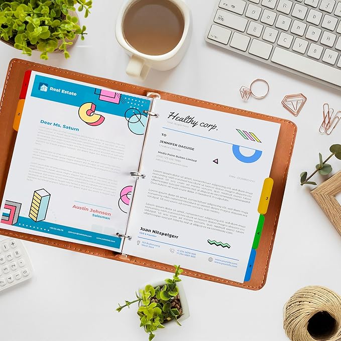 Tab Dividers for 3 Ring Binders – 6 Sets, 1–5 Numbered Index Dividers with Table of Contents – 8.5 x 11 in, 3-Hole Punched – Binder Dividers for School, Office, Filing, Organizing