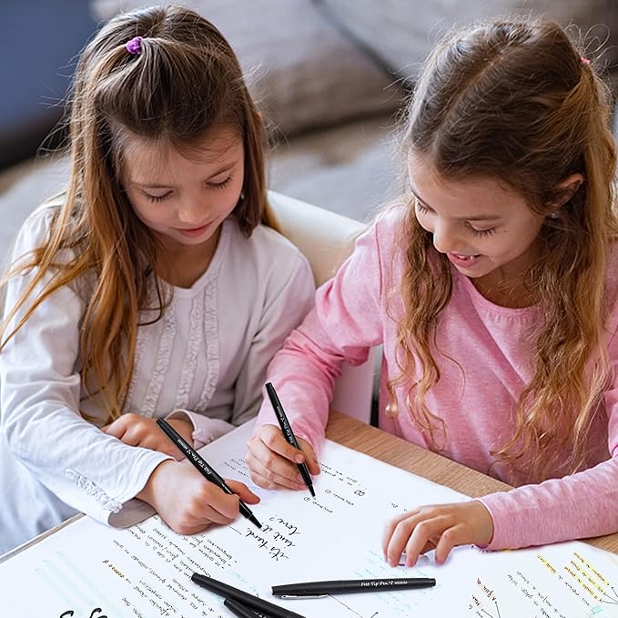 Lelix Felt Tip Pens, 15 Black Pack, 0.7mm Medium Point, Felt Tip Markers Pens for Journaling, Writing, Note Taking, Planner, Perfect for School Office and Art Supplies