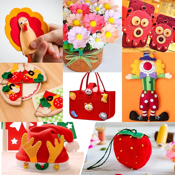 XSEINO 13 Rolls 8"x35" 1.4mm Thick Soft Felt Fabric Sheet 13 Assorted Red Series Colors Felt Pack for DIY Craft Sewing Squares Nonwoven Patchwork