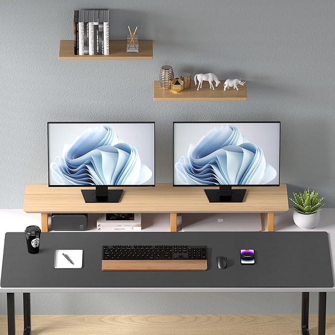 Aothia Leather Desk Pad Protector, Mouse Pad, Office Desk Mat, Non-Slip PU Leather Desk Blotter, Laptop Desk Pad, Waterproof Desk Writing Pad for Office and Home (48"x17", Gray)