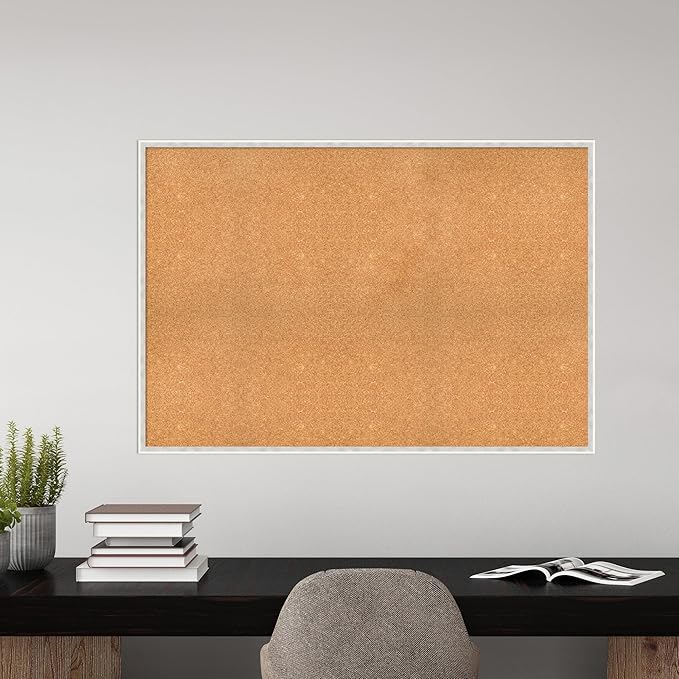 Amanti Art Natural Cork Board for Wall, 35x51 Vision Board with White Frame, Oversize Corkboard Office Decor for Home Organization, Modern Corkboard Pinboard to Display Items for Home Organization in
