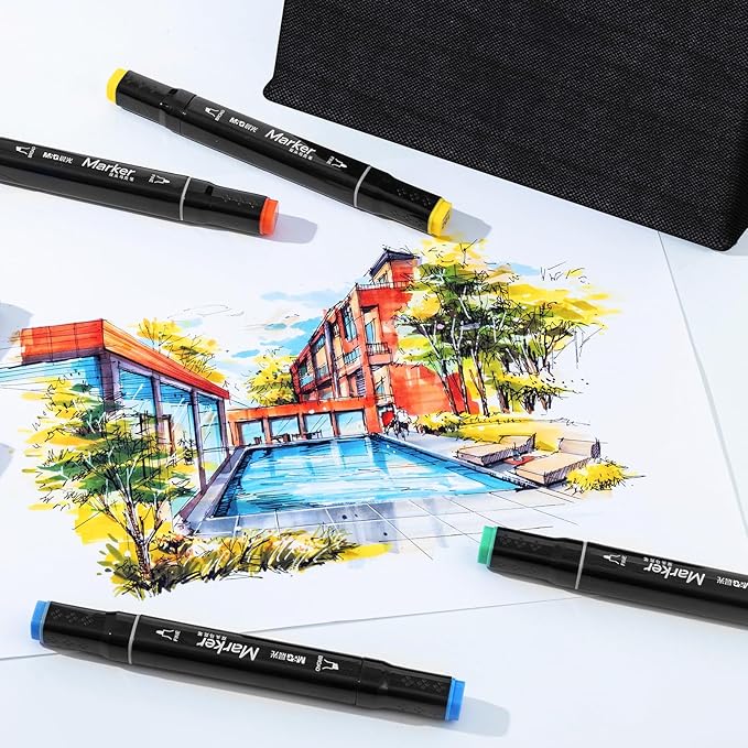 M&G 60 Colors Dual Tip Alcohol Art Sketch Markers, Drawing Markers for Adult Coloring Books, Drawing, Sketching, Doodling, Art Projects, School Supplies