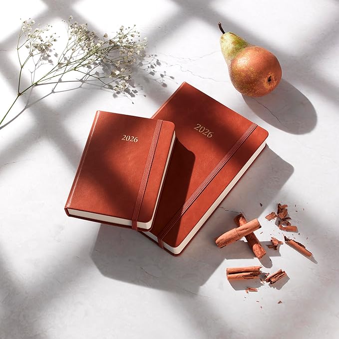 Wykeham's Executive 2026 Daily Journal Planner – US Public Holidays & Format – Customization Available (Brown, 8.5"×5.5")