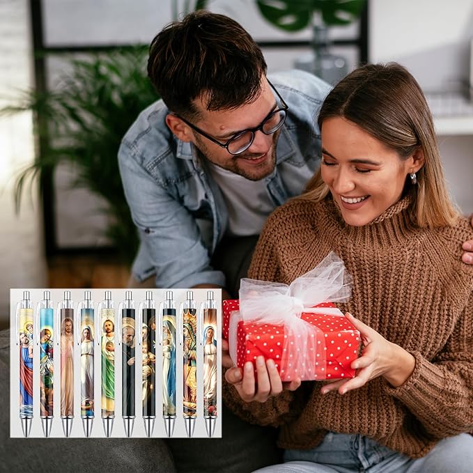 Catholic Saint Ballpoint Pens - 40 Pcs Christian Bible Pens Set for Women Men Jesus Christ Virgin Mary Smooth Ball Point Pen Religious Church Gifts for Home Office Stationery School Supplies