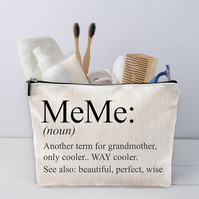 Sufamb Meme Gifts for Grandma,Grandma Makeup Bag,Meme Gifts,Meme Mother's Day Gifts,Grandma Gifts,Grandma Gifts from Grandchildren,Grandma Birthday Gifts,Meme Small Cosmetic Makeup Bag for Purse
