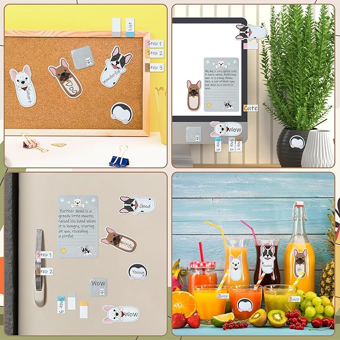 Xqumoi I Just Really Like French Bulldog Sticky Notes Set, 550 Sheets, Cartoon Bulldog Self-Stick Notes Pads Animal Divider Tabs Bundle Writing Memo Pads Page Marker Back to School Office Supplies